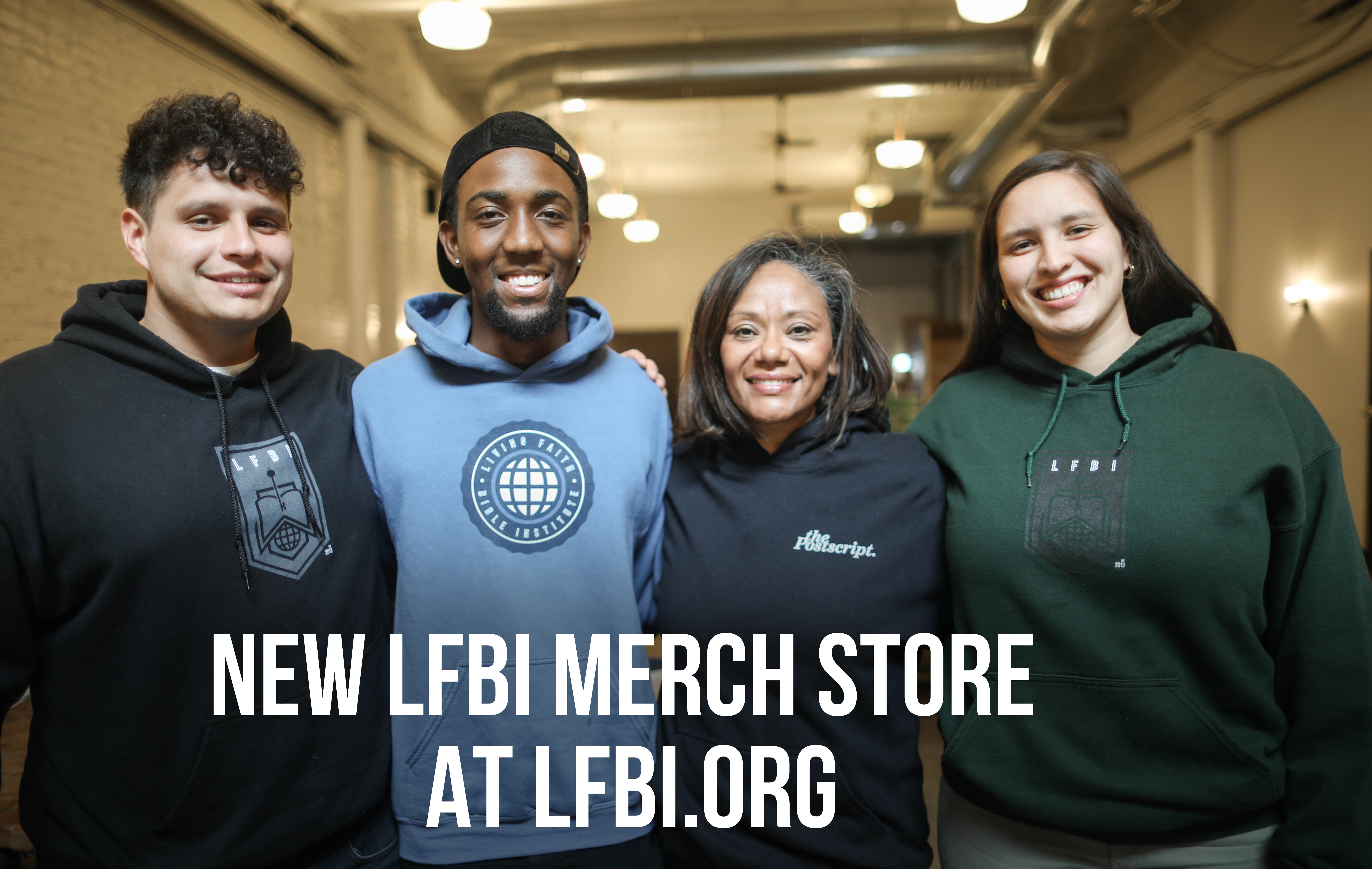this is an image of students wearing LFBI merchandise